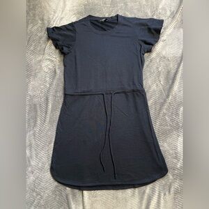 Paige Brielle Drawstring Waist French Terry T-shirt Dress Navy Blue Large